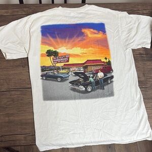 Hanes White Graphic Tee with Classic Car Design